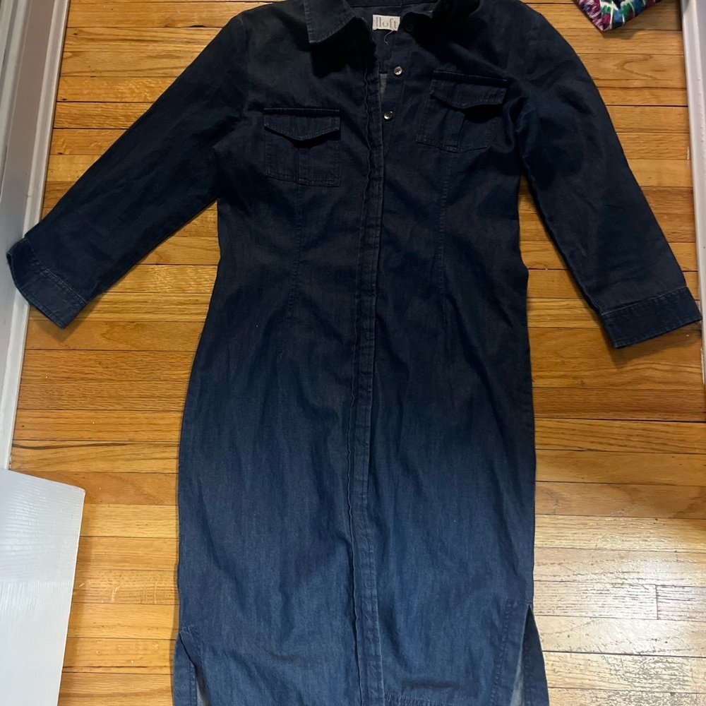 LOFT Denim Shirt Dress - Picture 3 of 7